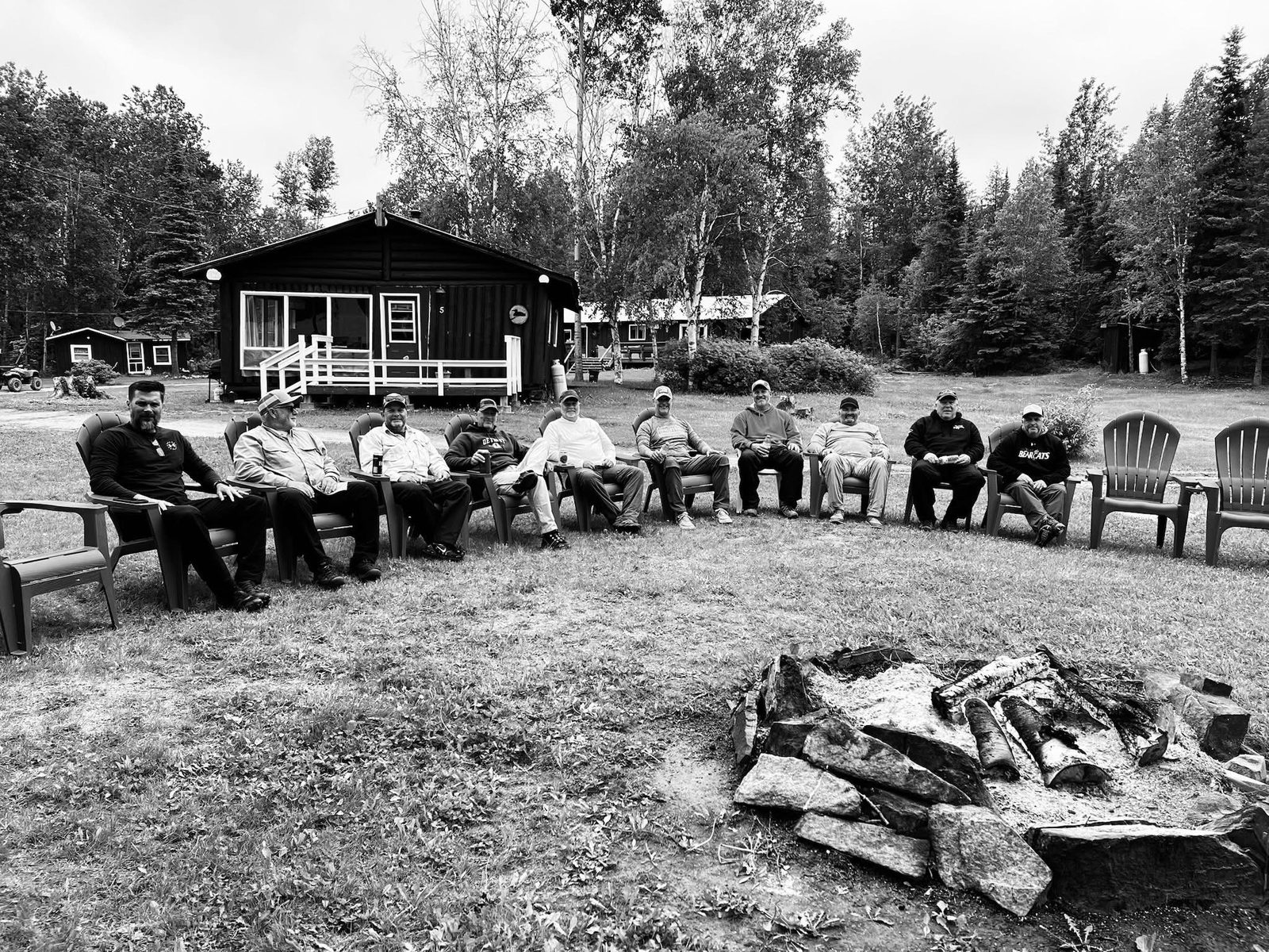 Camp gathering at the lake